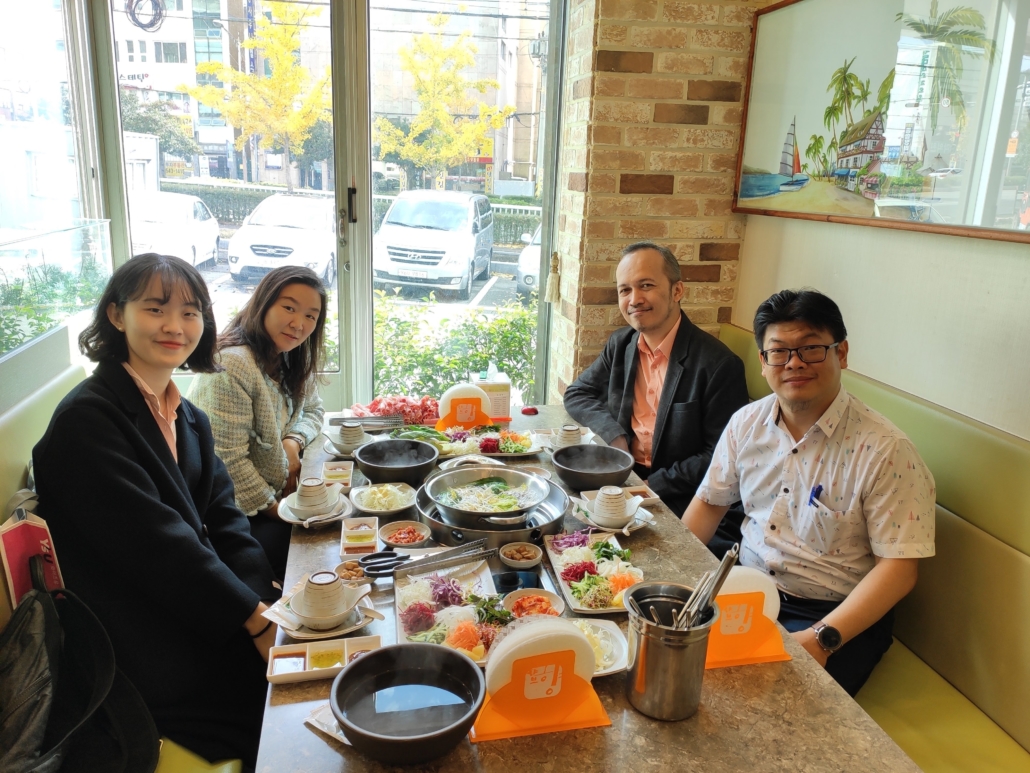 Hendrik and Teduh with Prof. Jihyun Park, Director of International Center, YSU, and Ayla