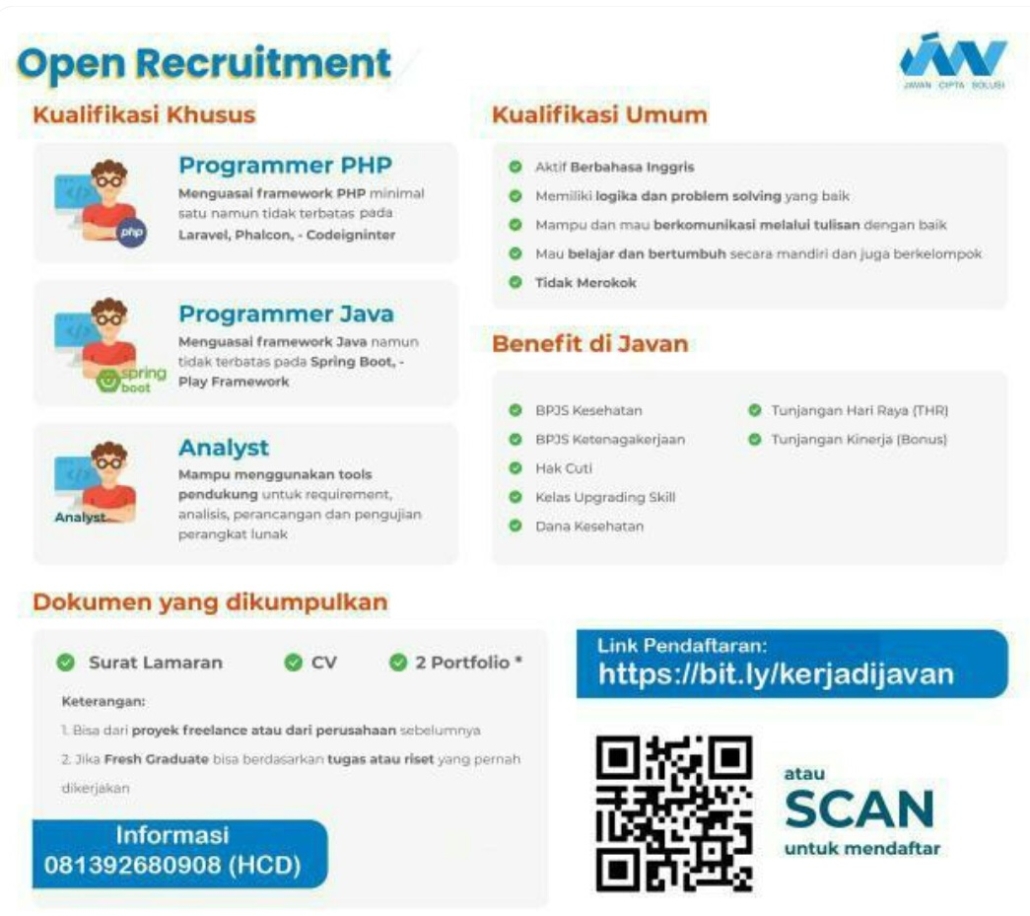 Open Recruitment Javan Cipta Solusi