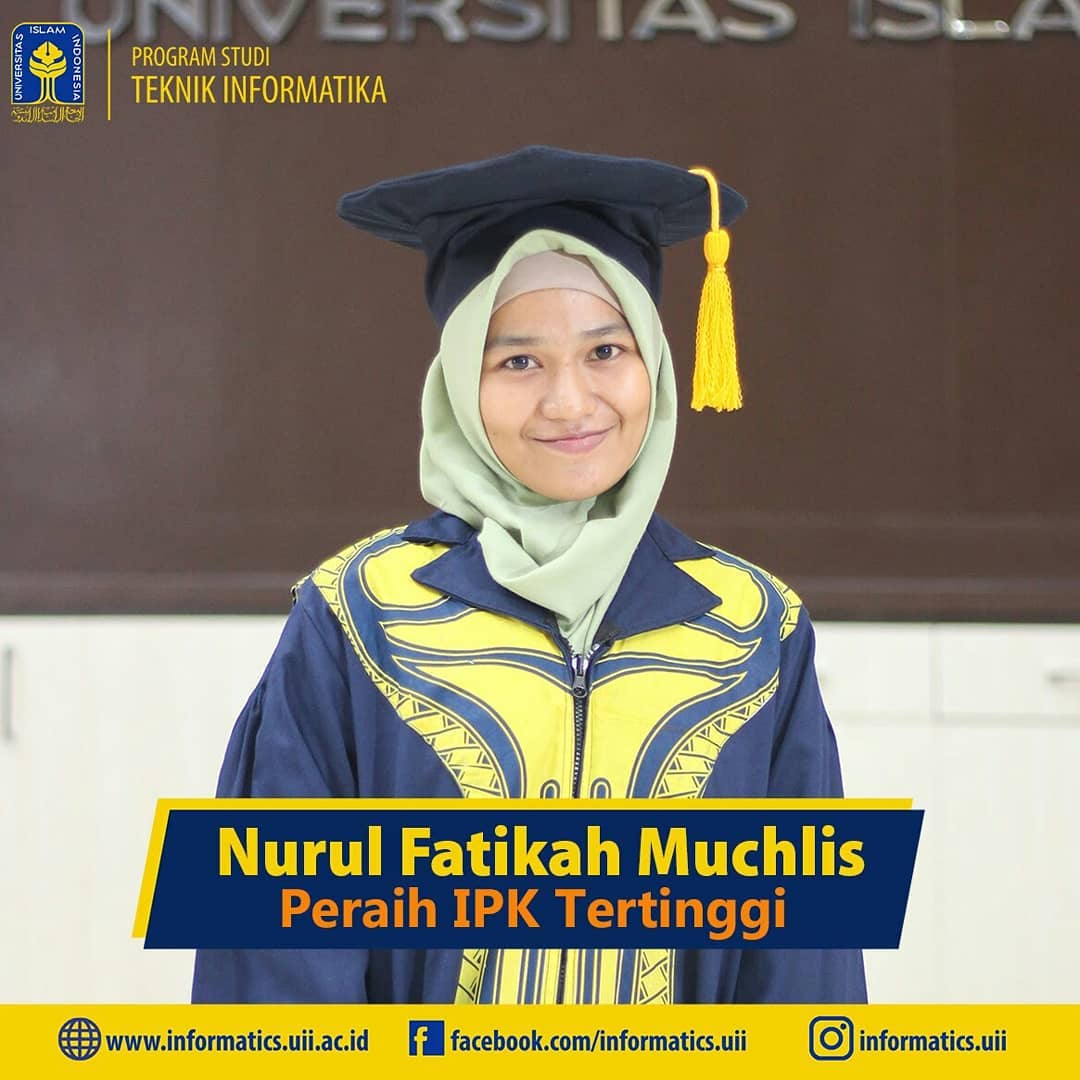 Nurul Fatikah Muchlis menjadi mahasiswa dengan IPK tertinggi di Fakultas Teknologi Industri UII pada Wisuda Periode I Tahun Akademik 2018/2019