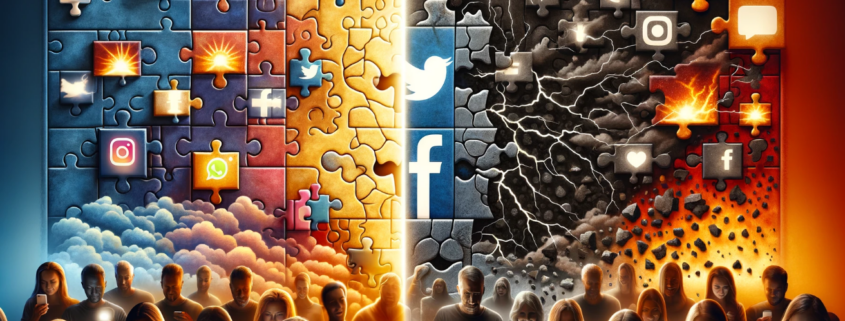 Media Sosial Pemecah Belah atau Pemersatu Umat - dibuat oleh DALL-E