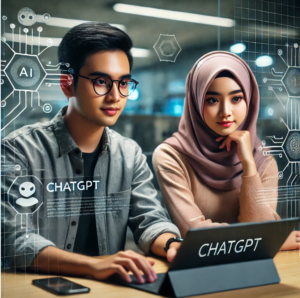mahasiswa pakai chatgpt - by DALL-E
