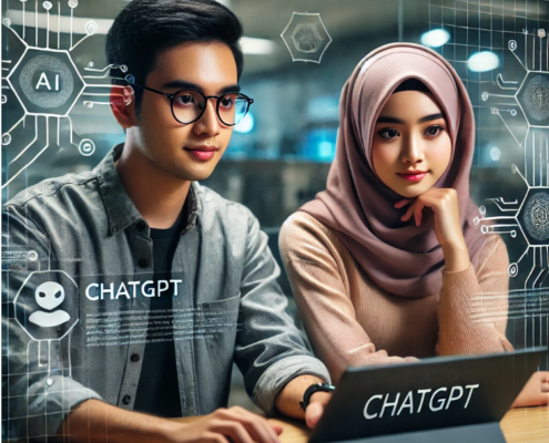 mahasiswa pakai chatgpt - by DALL-E