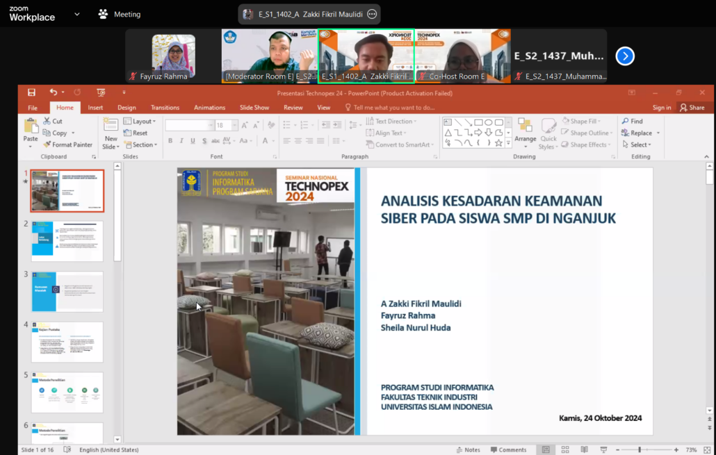 A Zakki presentasi di Seminar Technopex 2024