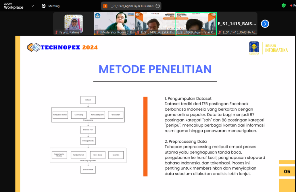 Agam presentasi di Seminar Technopex 2024