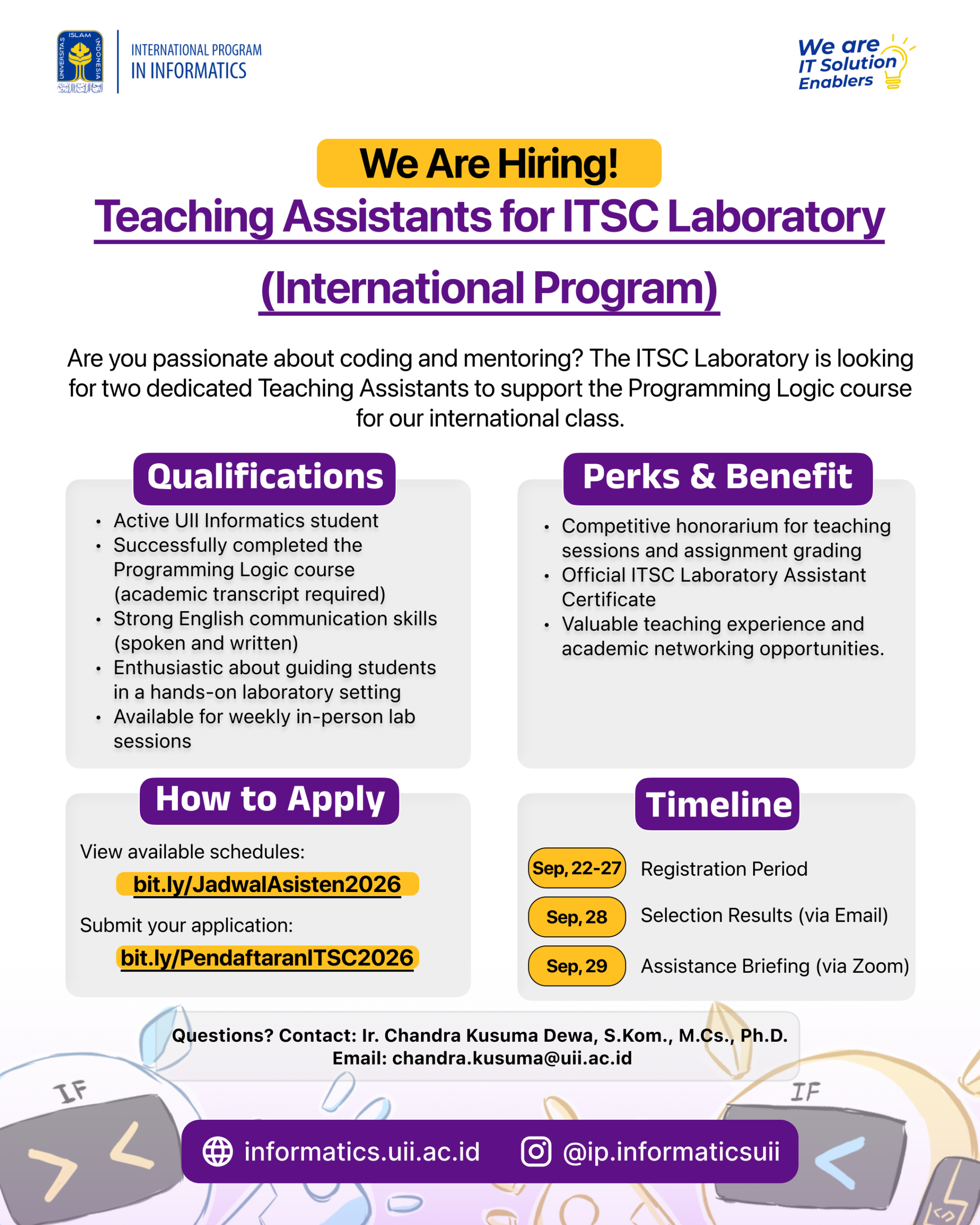 ITSC Laboratory Teaching Assistant recruitment poster